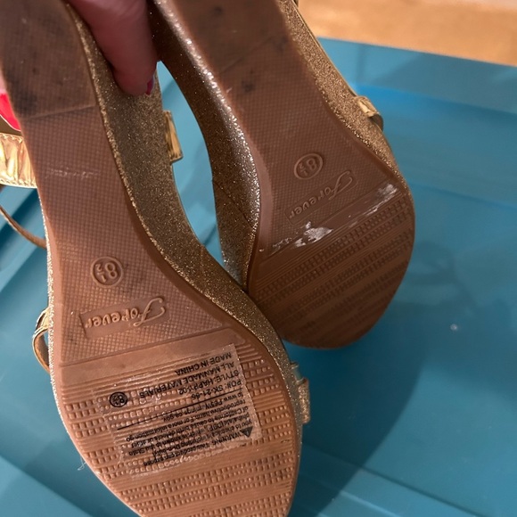 Forever 21 Gold Wedge Sandals with Ankle Strap - Picture 6 of 8